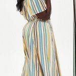 Torrid Multi Stripe Off-Shoulder Gauze Skirt Set Rainbow Boho Ruffle Midi Maxi Photo 2