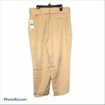 Maison Jules  NWT Paper Bag Pleated Cropped Belted Pants Large Brooklyn Beige Photo 5