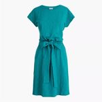 J. Crew Casual Cotton Short Sleeve Tie Waist Tshirt Dress Marled Teal Green M Green Size M Photo 1