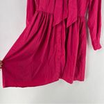 NY&C Pink Cotton Blend Button Front Tie Neck Pleated Fit & Flare Shirt Dress Size XS Photo 7