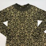 Fendi  Wool Blend Knit Sweater Brocade Damask Dress Metallic Gold Brown Photo 4