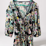 Crown & Ivy  Womens‎ 1X V-Neck Floral Print Blouse With Belt Photo 0