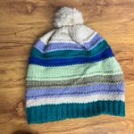 Burton  Striped Knit Beanie Hat Pom Pom Winter Warm Snowboard Ski Womens Photo 2