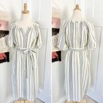 Faherty Dream Cotton Carmel Stripe Gauze Midi Shirt Dress Cream/Blue Sz XS NWT Photo 5