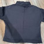 Madewell Dark Gray Mockneck Cropped Sweatshirt W/ Button Details Photo 2