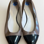 Franco Sarto Women’s Tan And Black Leather Ballet Flats Pointed Cap Toe Size 7.5 Photo 0