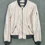 Abercrombie & Fitch  Bomber Jacket Womens M Pink‎ Satin Zip Pockets Preppy Y2K Photo 0