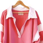 Free People  We The Free Pink Clean Prep Polo Long Sleeve Oversized Size M Photo 5