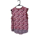 Lucky Brand Lucky‎ Brand Women's Floral Print Sleeveless Top Red Pink Ruffle Trim L Photo 7