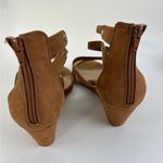 Kaari Blue  Megan Open Toe Wedge Strappy Slip on Sandal Brown zip back 8W Photo 3