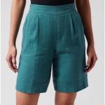 Athleta Playa Linen Bermuda Shorts Borealis Green Size 2 Photo 0