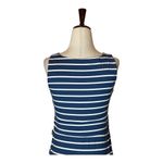 Eddie Bauer  Blue And White Striped Sleeveless V Neck Fit And Flare Dress Size S‎ Photo 4