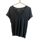 J.Crew Slub Cotton V-neck Tee Shirt Black Casual Short Sleeve Top Weekend Lounge Photo 1