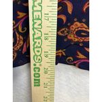 Vintage Hana Sung Women's Silk Paisley Short Sleeve Blouse Navy Pink Orange S Blue Photo 2