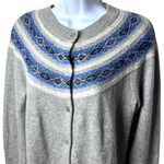 Talbots  Fair Isle Cardigan Sweater Lambswool Blend Nordic Holiday Cabin Cozy M Photo 2
