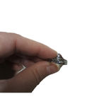 None Vintage Gothic Sliver Tone Yellow Oval-Shaped Stone Ring Size 7 Photo 4