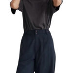 Madewell  The Harlow Wide Leg Pants 6 Pleated Trouser Navy Minimalist Office Photo 0