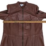 Denim And Co Brown Leather Jacket Full Zip Size Large Photo 5