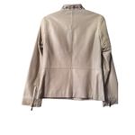 Pamela McCoy Collections Beaded Leather Jacket Tan Mandarin Collar Zip Front XS Photo 2