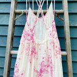 Free People white/pink floral tiered raw hem boho maxi dress Photo 6