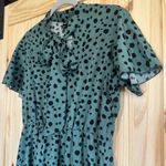 SheIn Rockabilly Green & Black Spotted Bow Neckline Flutter Sleeve Dress size Large Photo 6