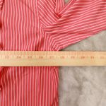 Ralph Lauren Lauren Coral Pink Striped Ruffle Front Button Up Shirt size Small Photo 3