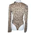 Lulus Tan Cheetah Print Balloon Sleeve Surplice Neckline Fitted Bodice Bodysuit Photo 2