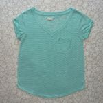 Aerie  Mint Green Striped V-Neck Shirt Photo 0