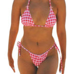 Gingham Pink Bikini Set Size M Photo 0