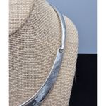 Chico's  Hammered Silver Tone Structured Collar Necklace Brutalist Minimalist Photo 4