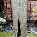 Mac Duggal  Beaded Butterfly Sleeve Column Gown - Nude Silver - size 8 Photo 12