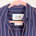 Grayson The Hero Button Up Shirt Frank‎ & Eileen Navy Blue Red Stripe Sz 2 Small Photo 3