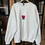 Bad Bunny heart embroidered crewneck sweatshirt pullover un verano sin ti tour Red Size L Photo 0