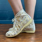 Zodiac Vintage 80s Silver Gold Metallic Leather High Top Sneakers Photo 1