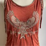 NWT Mur Mur Tank Dress Embroidery Bird Rhinestone Y2K Corset Cinch Grunge Medium Orange Photo 1