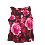 St. John  Womens Floral Sleeveless Silk Blend Top Medium Red Black Pink Blouse Photo 2