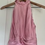 Mac Duggal NWT 26992 Halter Pleated Maxi Dress in Pink Photo 4