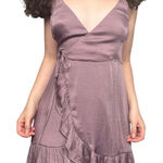 Free People  XS Lilac Purple Satin All My Love Shine Wrap Mini Dress Fairy Photo 0