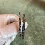 Coldwater Creek #400  Pewter Carved Hoops Photo 1