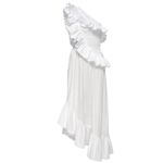 MISA Los Angeles MISA Sandersun Ruffled One Shoulder Cotton Midi Dress White Size S NWT Photo 5