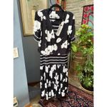 Karin Stevens VTG 100% Rayon Black and White Floral Midi Dress size 8 Photo 1