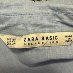 ZARA  Women's Basic Blue Beaded Rhinestone Chambray Button Down Shirt Top Size XS Photo 4
