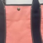 J.Crew Canvas Tote Bag Pink Navy Blue Handles Lined Interior Medium Size Cotton Photo 1