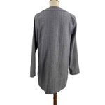 Nu New York Gray Pinstripe Wool Collarless Blazer Jacket Snap Closure S/M Photo 3