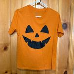 Zoe & Liv Halloween T-shirt Women's Medium Orange Pumpkin Face Top Photo 0