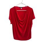Carol Rose  Red Cowl-Neck Short Sleeve Blouse (Size L) Photo 1