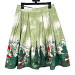 Alpine Scenic Winter Print Green Pleated Full A Photo 0