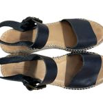 Soludos  “Minorca” Wedge Espadrille Sandals Black Leather Strap Size 9.5 Photo 3