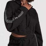 Victoria's Secret PINK Black Campus Bling Cropped Hoodie Size S Oversized Photo 0