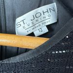 St. John  Marie Gray Evening Black Knit Maxi Gown Dress Embellished Sequins‎ Sz 12 Photo 1